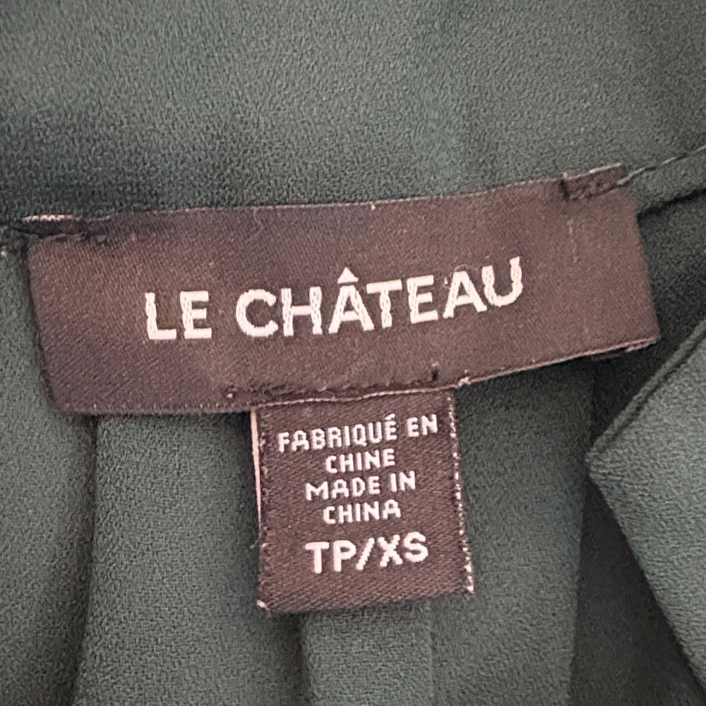 le chateau Dark Green Split-Neck Button Blouse - Picture 3 of 7